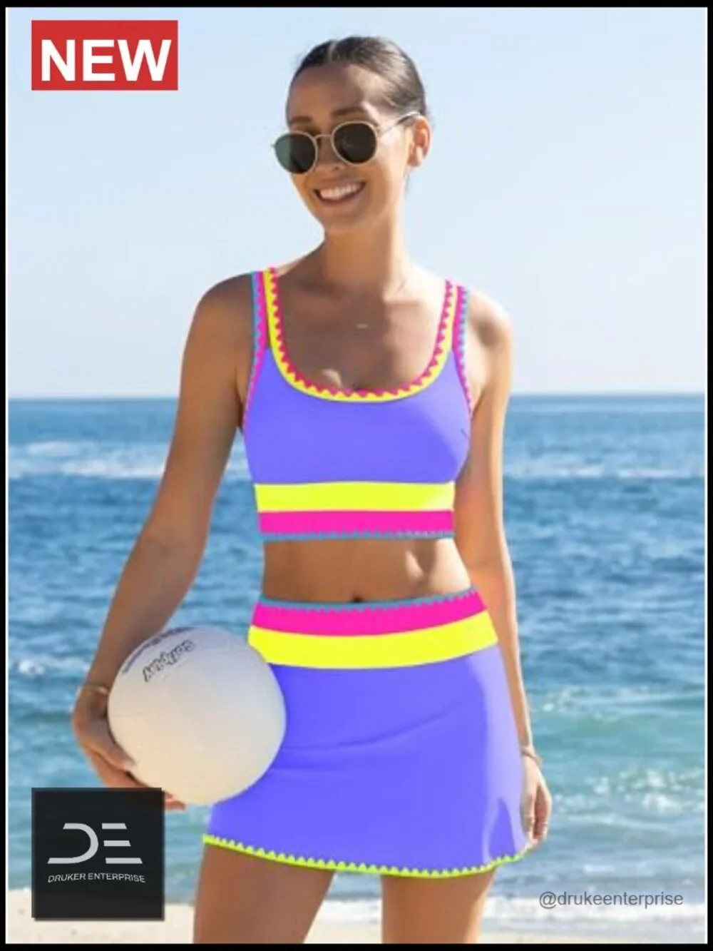 High Waisted Bikini Set with Tummy Control Swim Skirt 3 Piece Bathing Suit